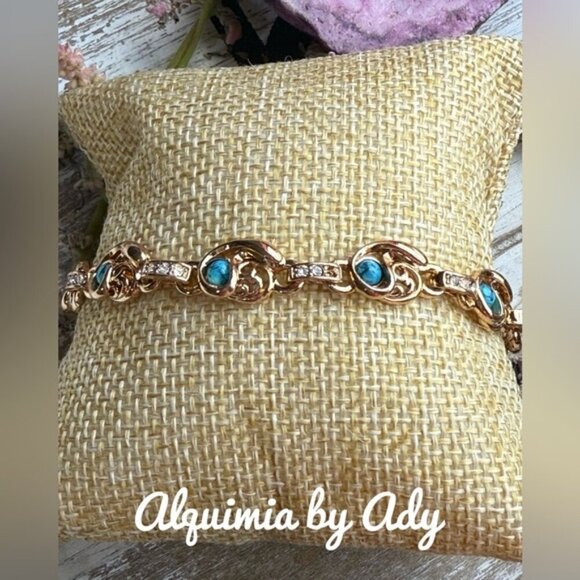 Turquoise gold bracelet - Picture 1 of 7